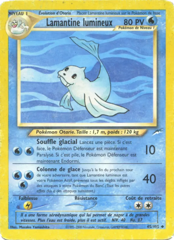 Scan HD carte Pokémon Lamantine lumineux 45/105 — Neo Destiny