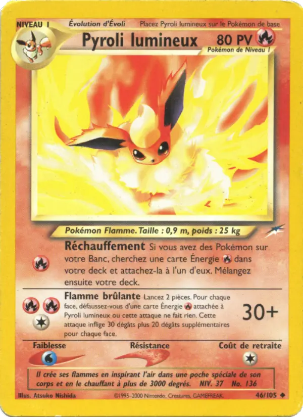 Scan HD carte Pokémon Pyroli lumineux 46/105 — Neo Destiny