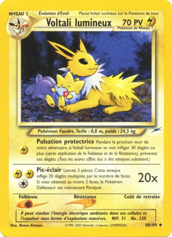 Scan HD carte Pokémon Voltali lumineux 48/105 — Neo Destiny