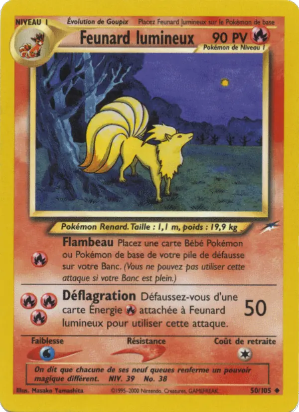 Scan HD carte Pokémon Feunard lumineux 50/105 — Neo Destiny