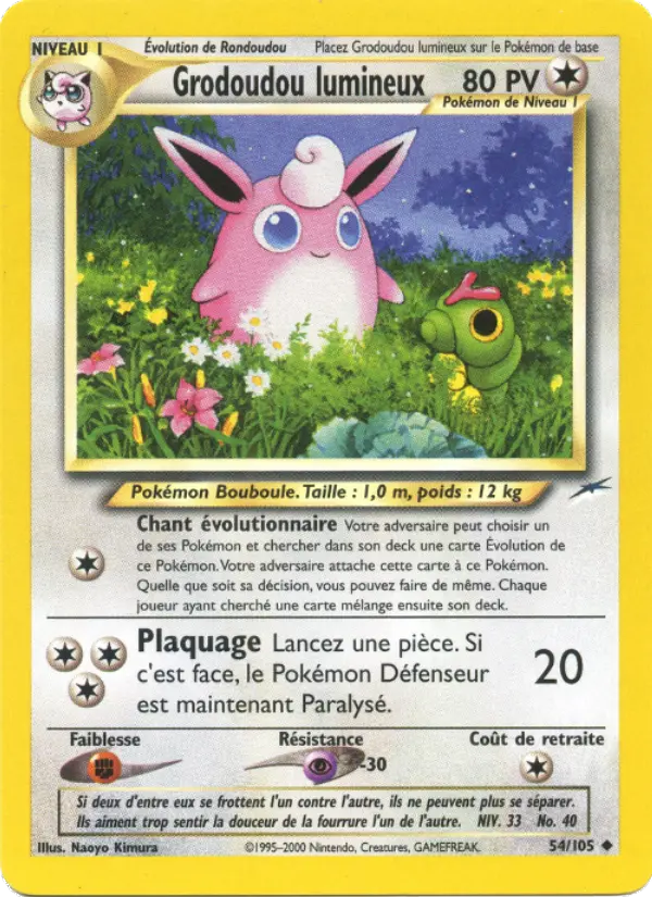 Scan HD carte Pokémon Grodoudou lumineux 54/105 — Neo Destiny
