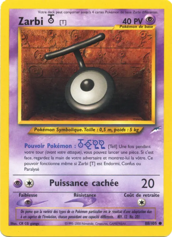 Scan HD carte Pokémon Zarbi T 88/105 — Neo Destiny