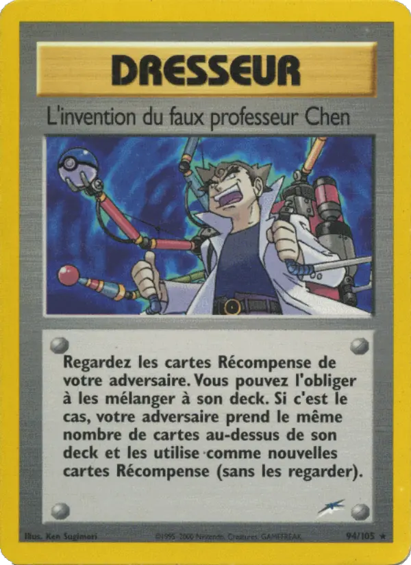 Scan HD carte Pokémon L'invention du faux professeur Chen 94/105 — Neo Destiny