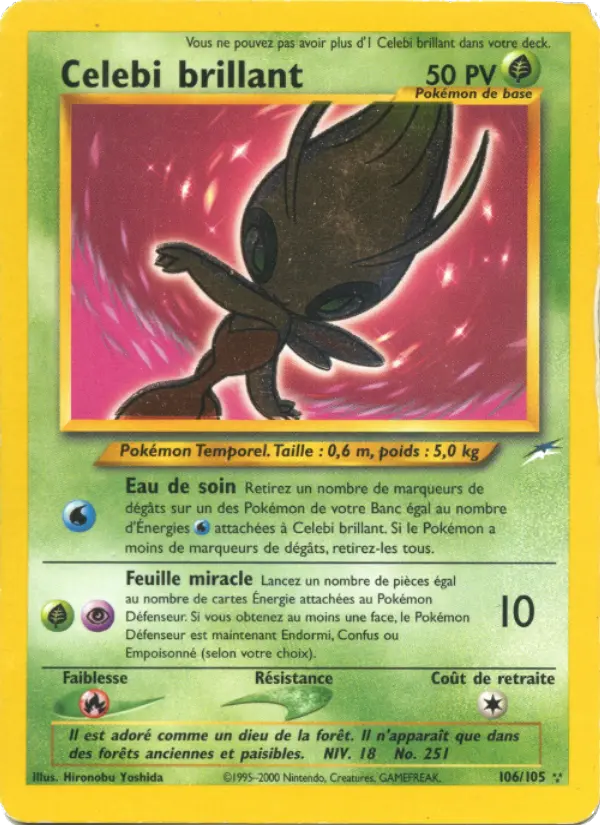 Scan HD carte Pokémon Celebi brillant 106/105 — Neo Destiny