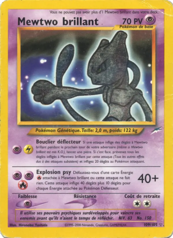 Scan HD carte Pokémon Mewtwo brillant 109/105 — Neo Destiny