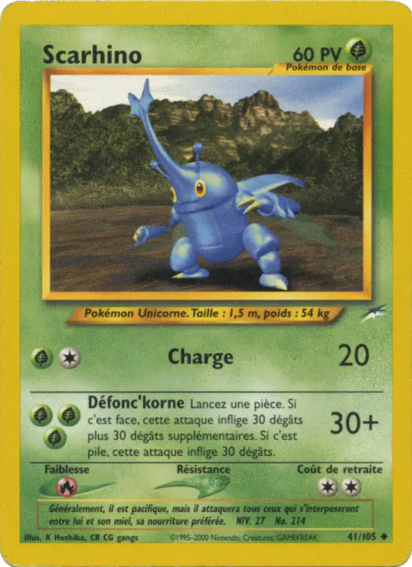 Scan HD carte Pokémon Scarhino 41/105 — Neo Destiny