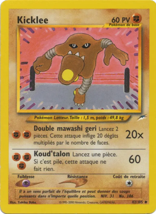 Scan HD carte Pokémon Kicklee 42/105 — Neo Destiny