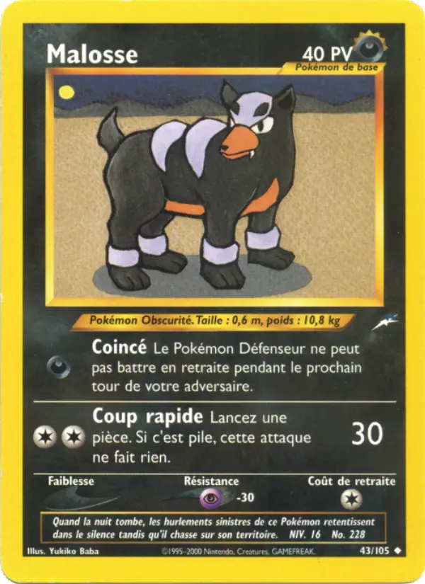 Scan HD carte Pokémon Malosse 43/105 — Neo Destiny