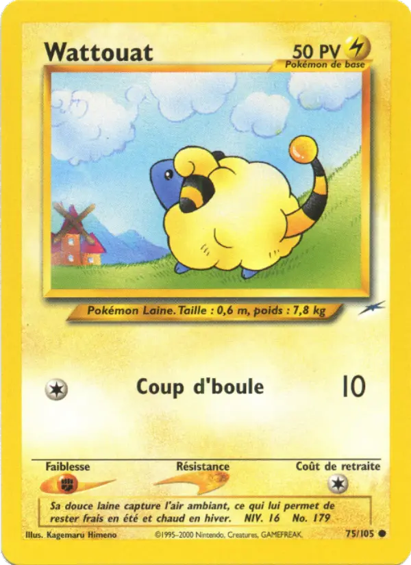 Scan HD carte Pokémon Wattouat 75/105 — Neo Destiny