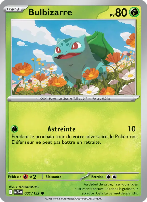 Scan HD carte Pokémon Bulbizarre 001/132 — Méga-Évolution