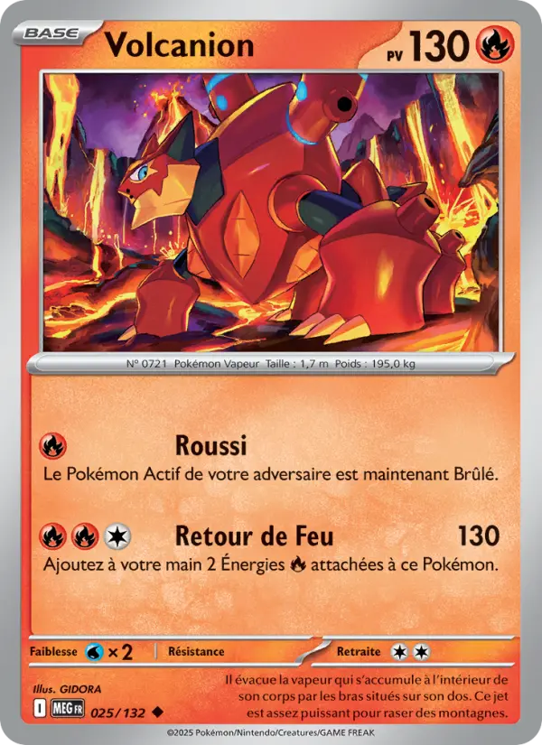 Scan HD carte Pokémon Volcanion 025/132 — Méga-Évolution