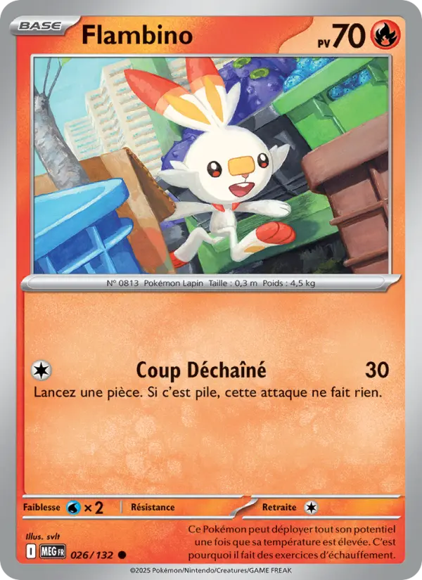 Scan HD carte Pokémon Flambino 026/132 — Méga-Évolution