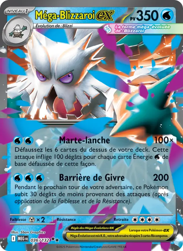 Scan HD carte Pokémon Méga-Blizzaroi-ex 036/132 — Méga-Évolution