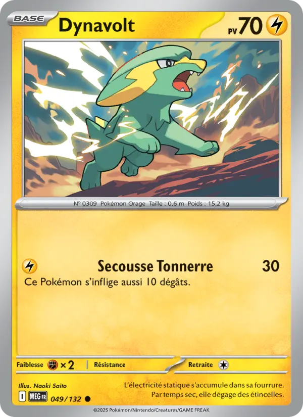 Scan HD carte Pokémon Dynavolt 049/132 — Méga-Évolution