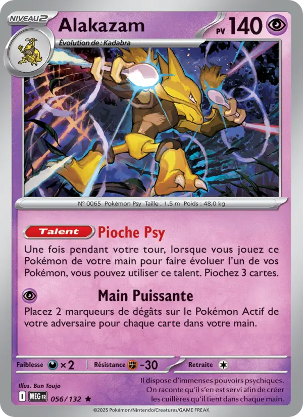 Scan HD carte Pokémon Alakazam 056/132 — Méga-Évolution