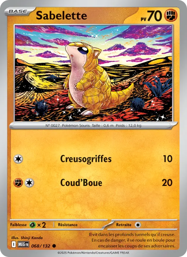 Scan HD carte Pokémon Sabelette 068/132 — Méga-Évolution
