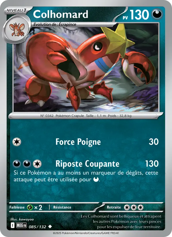 Scan HD carte Pokémon Colhomard 085/132 — Méga-Évolution