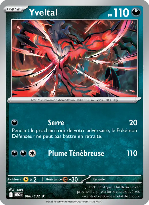Scan HD carte Pokémon Yveltal 088/132 — Méga-Évolution