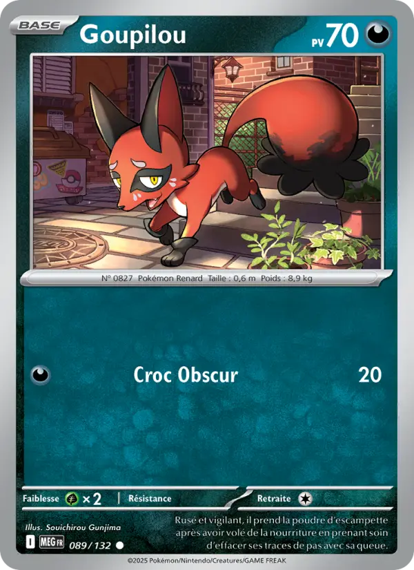 Scan HD carte Pokémon Goupilou 089/132 — Méga-Évolution
