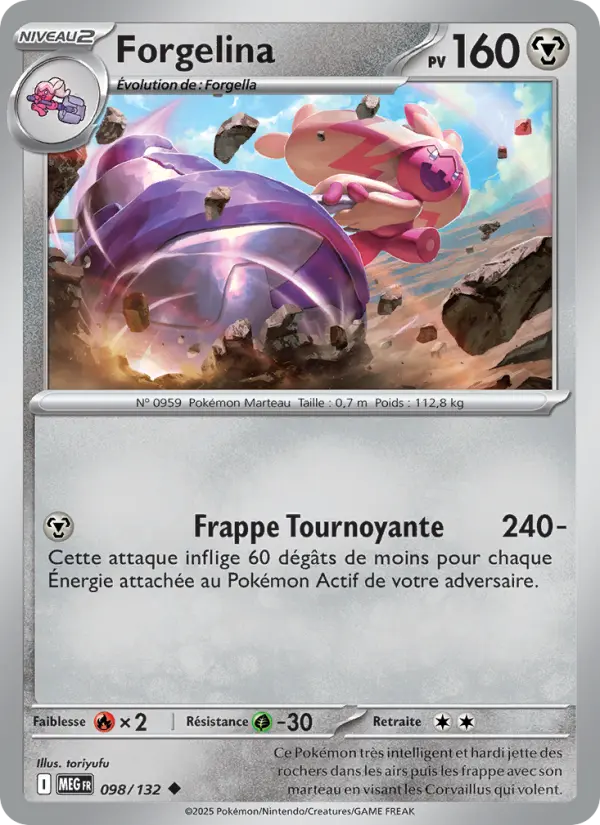 Scan HD carte Pokémon Forgelina 098/132 — Méga-Évolution