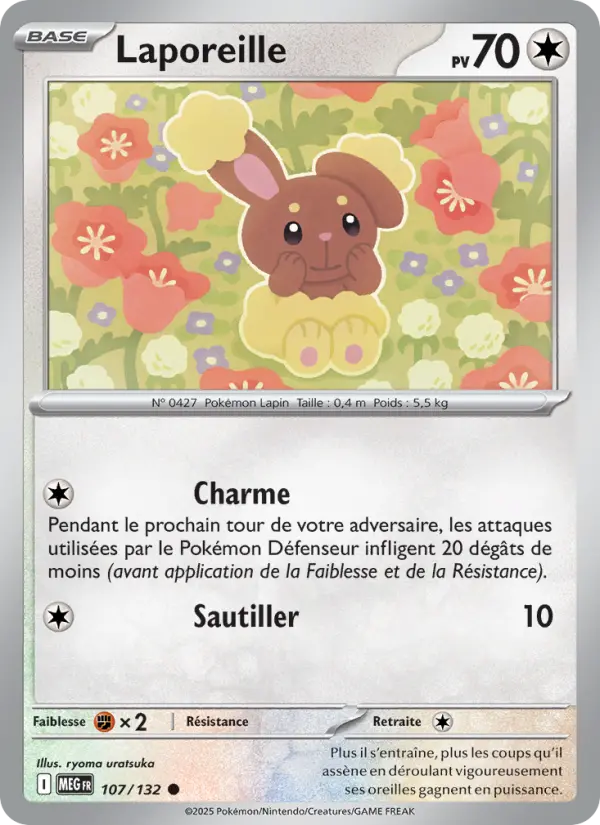 Scan HD carte Pokémon Laporeille 107/132 — Méga-Évolution