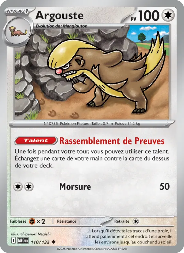 Scan HD carte Pokémon Argouste 110/132 — Méga-Évolution