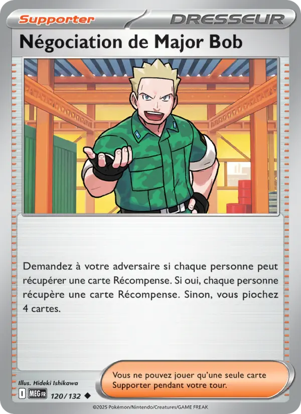 Scan HD carte Pokémon Négociation de Major Bob 120/132 — Méga-Évolution