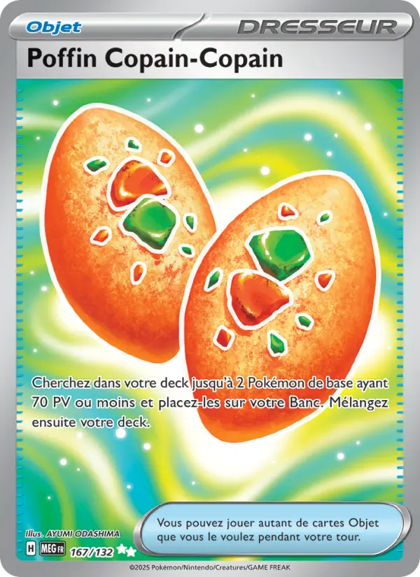 Scan HD carte Pokémon Poffin Copain-Copain 167/132 — Méga-Évolution