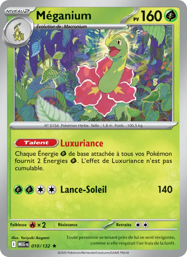 Scan HD carte Pokémon Méganium 010/132 — Méga-Évolution