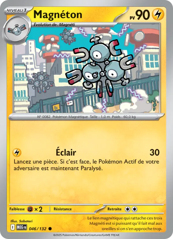 Scan HD carte Pokémon Magnéton 046/132 — Méga-Évolution