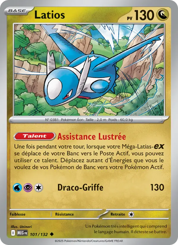 Scan HD carte Pokémon Latios 101/132 — Méga-Évolution