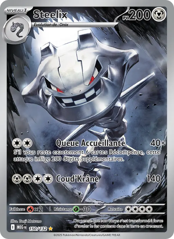 Scan HD carte Pokémon Steelix 150/132 — Méga-Évolution