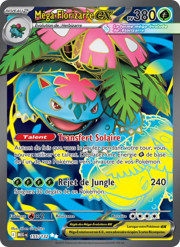 Scan HD carte Pokémon Méga-Florizarre-ex 155/132 — Méga-Évolution