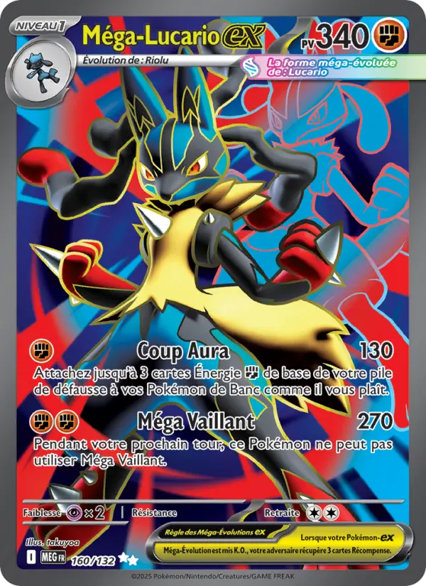 Scan HD carte Pokémon Méga-Lucario-ex 160/132 — Méga-Évolution