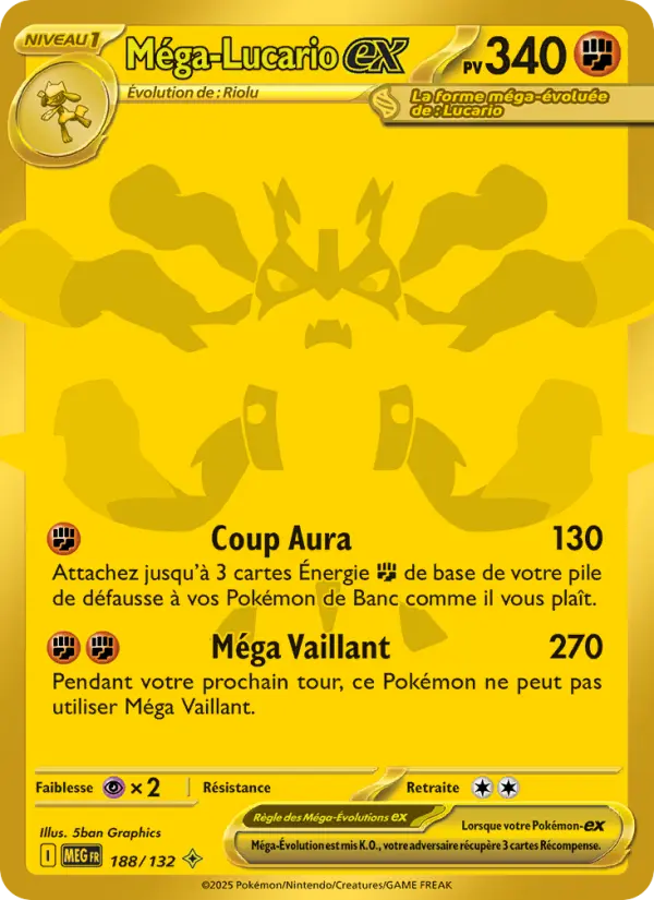 Scan HD carte Pokémon Méga-Lucario-ex 188/132 — Méga-Évolution