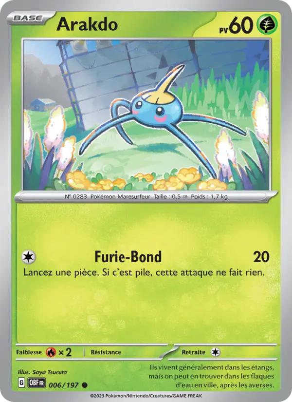 Scan HD carte Pokémon Arakdo 006/197 — Flammes Obsidiennes