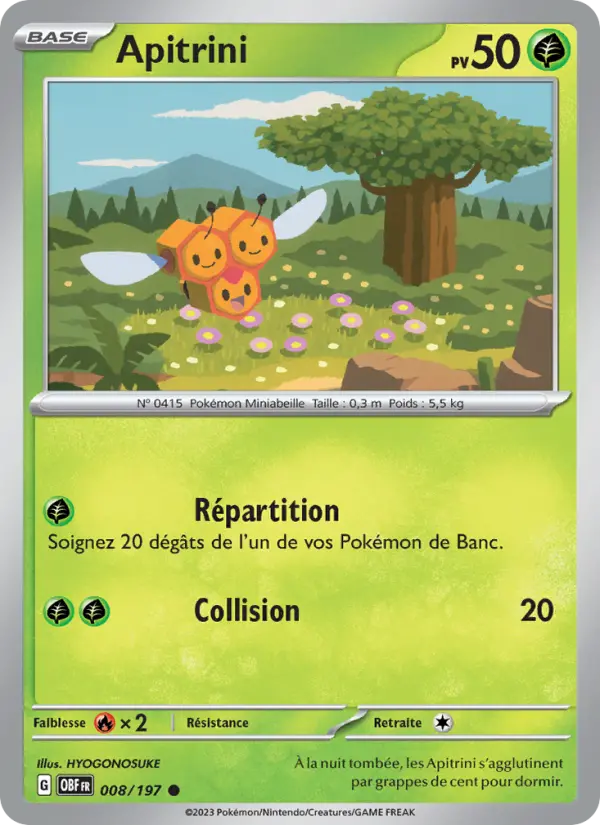 Scan HD carte Pokémon Apitrini 008/197 — Flammes Obsidiennes