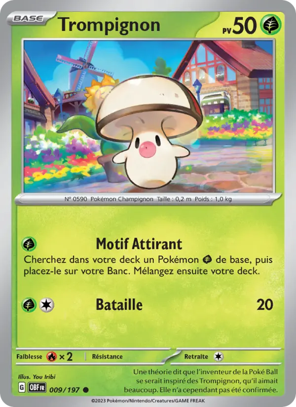 Scan HD carte Pokémon Trompignon 009/197 — Flammes Obsidiennes