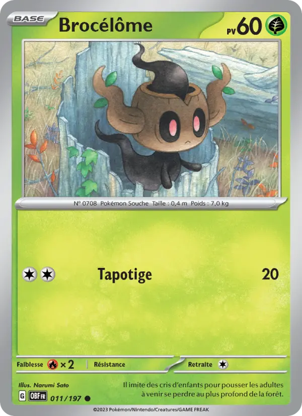 Scan HD carte Pokémon Brocélôme 011/197 — Flammes Obsidiennes