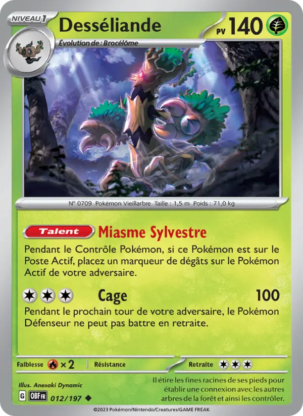 Scan HD carte Pokémon Desséliande 012/197 — Flammes Obsidiennes