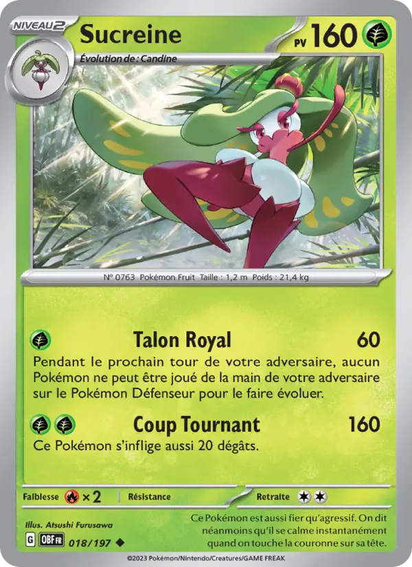 Scan HD carte Pokémon Sucreine 018/197 — Flammes Obsidiennes