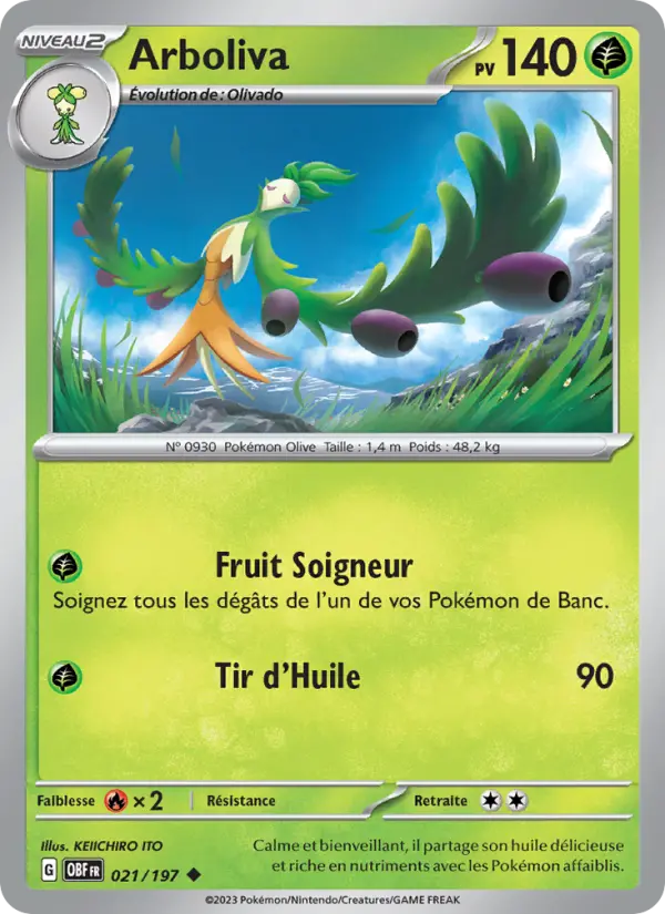 Scan HD carte Pokémon Arboliva 021/197 — Flammes Obsidiennes