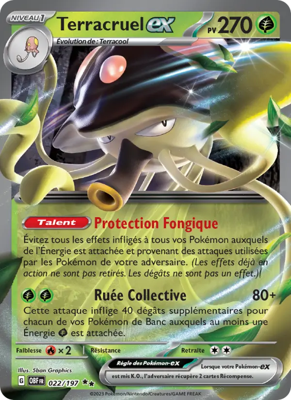 Scan HD carte Pokémon Terracruel-ex 022/197 — Flammes Obsidiennes