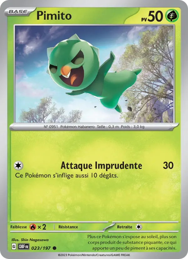 Scan HD carte Pokémon Pimito 023/197 — Flammes Obsidiennes