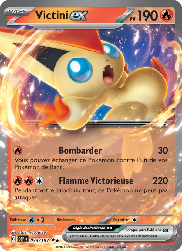 Scan HD carte Pokémon Victini-ex 033/197 — Flammes Obsidiennes
