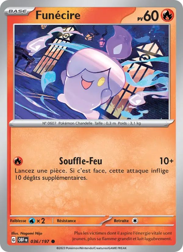Scan HD carte Pokémon Funécire 036/197 — Flammes Obsidiennes