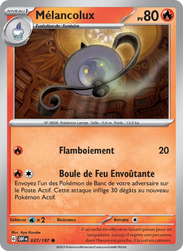 Scan HD carte Pokémon Mélancolux 037/197 — Flammes Obsidiennes