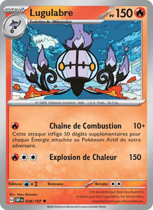 Scan HD carte Pokémon Lugulabre 038/197 — Flammes Obsidiennes