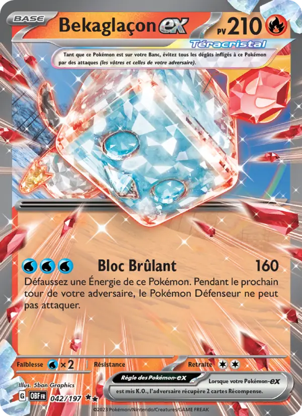 Scan HD carte Pokémon Bekaglaçon-ex 042/197 — Flammes Obsidiennes