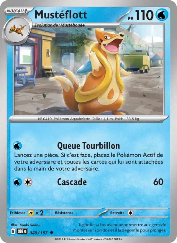 Scan HD carte Pokémon Mustéflott 049/197 — Flammes Obsidiennes